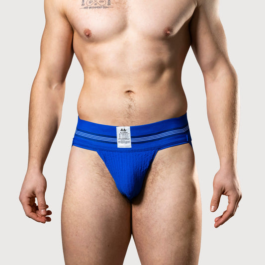 MM Sports The Original No. 10 Swimmer/Jogger Jockstrap 3 inch Blue