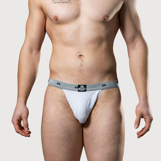 MM Sports The Original Swimmer/Jogger Jockstrap 1 inch White