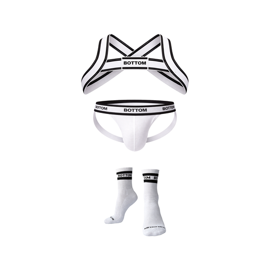 Barcode Berlin Multipack BOTTOM 1x Harness + 1x Jockstrap White-Black + 1x Half Socks