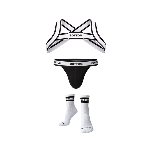 Barcode Berlin Multipack BOTTOM 1x Harness + 1x Suspender Black-White + 1x Half Socks