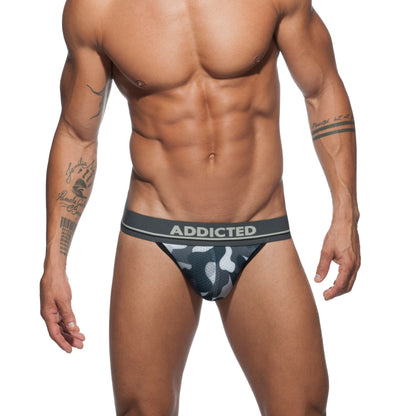 ADDICTED Jockstrap push-up en maille camouflage charbon de bois