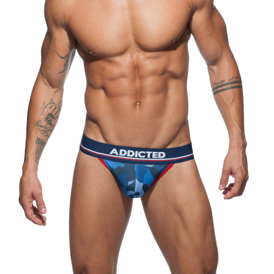 ADDICTED Camo Mesh Push Up Jockstrap Navy