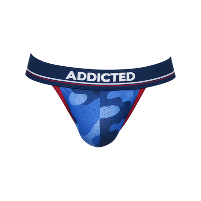 ADDICTED String push-up en maille camouflage bleu marine