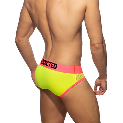 ADDICTED Neon Mesh Letter Neon Yellow