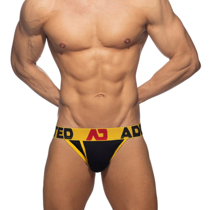 ADDICTED Open Fly Cotton Bikini Black/Yellow