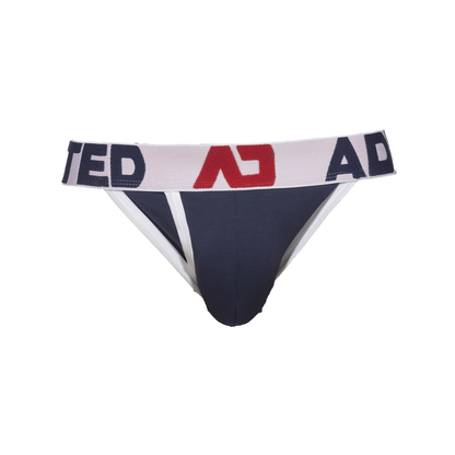 ADDICTED Bikini en coton à braguette ouverte Bleu marine/Blanc