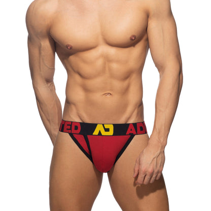 ADDICTED Bikini en coton à braguette ouverte Rouge/Noir