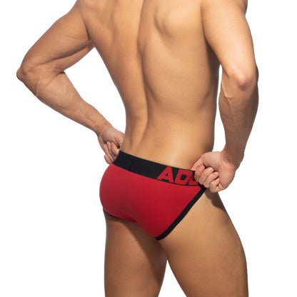 ADDICTED Bikini en coton à braguette ouverte Rouge/Noir