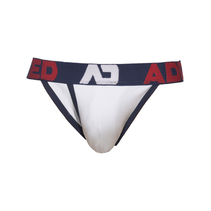 ADDICTED Open Fly Cotton Bikini White/Navy