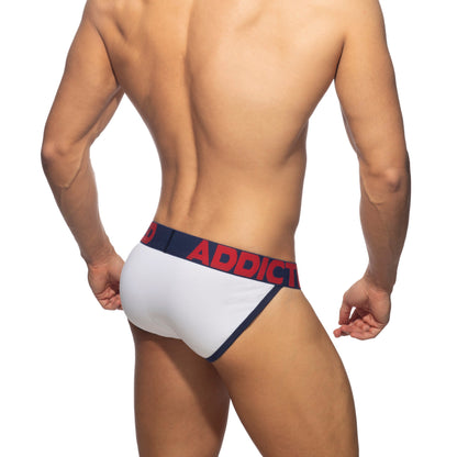 ADDICTED Open Fly Cotton Bikini White/Navy