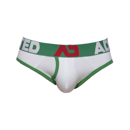 ADDICTED Open Fly Cotton Brief White/Green