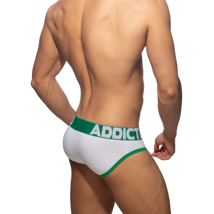 ADDICTED Open Fly Cotton Brief White/Green