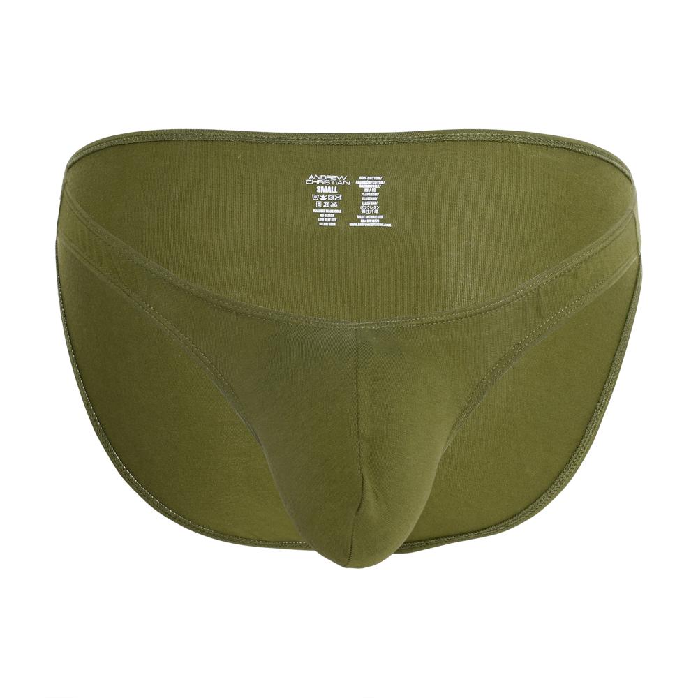 Andrew Christian Deep V-Cut Brief w/ ALMOST NAKED® Olive