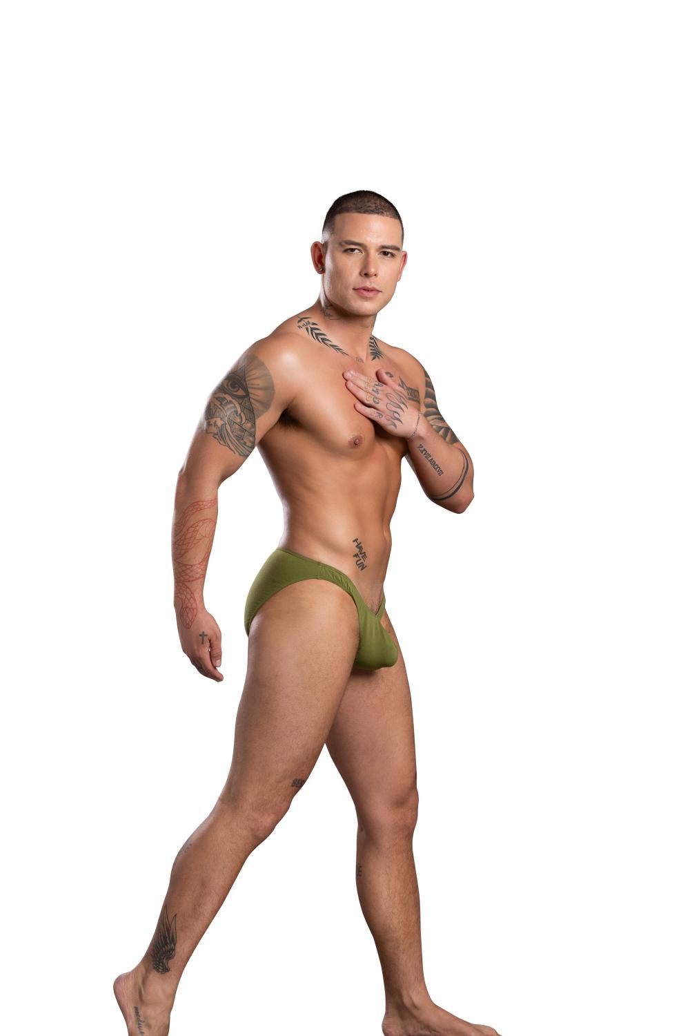 Andrew Christian Deep V-Cut Brief w/ ALMOST NAKED® Olive