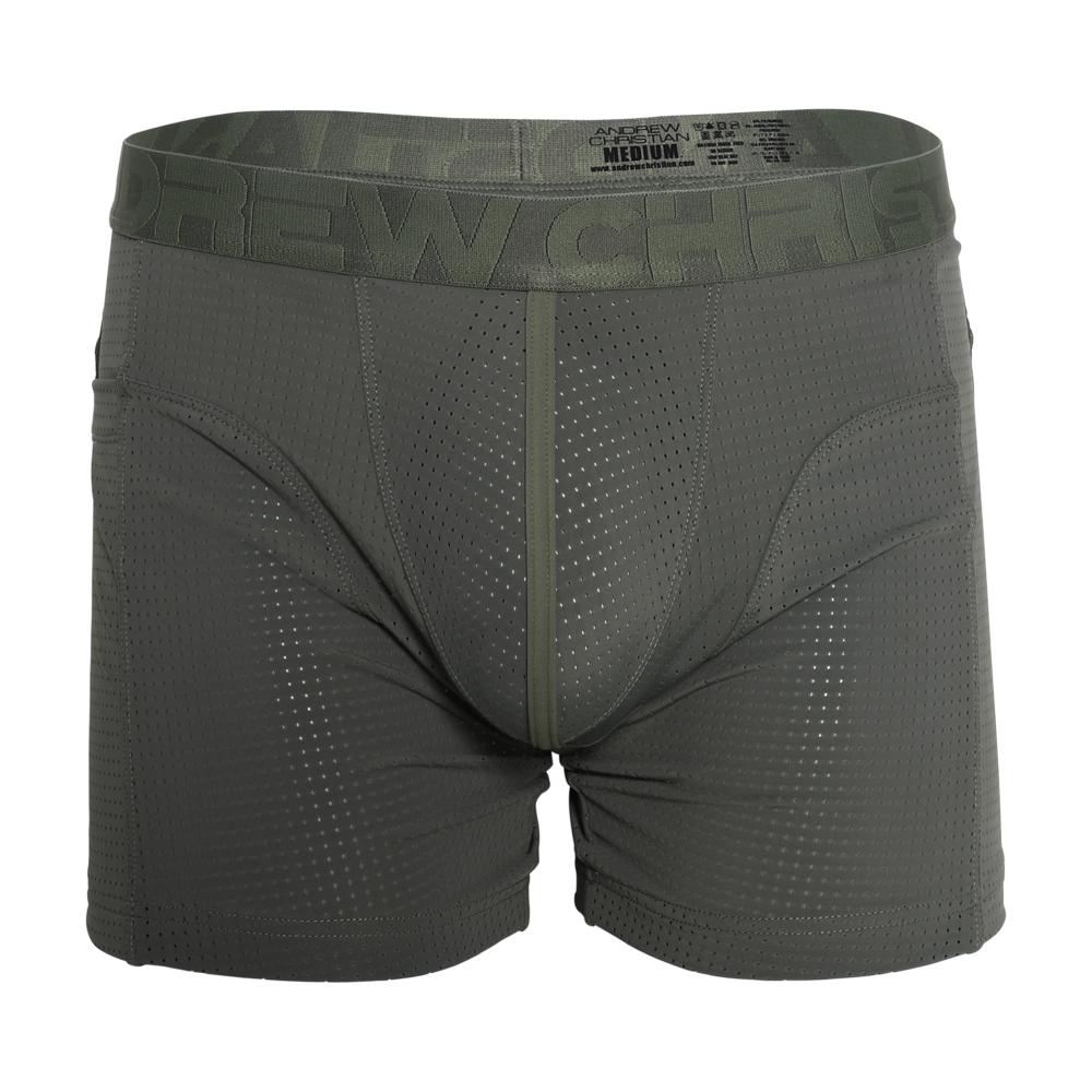 Andrew Christian Boxer da palestra Vibe Breeze Mesh Olive