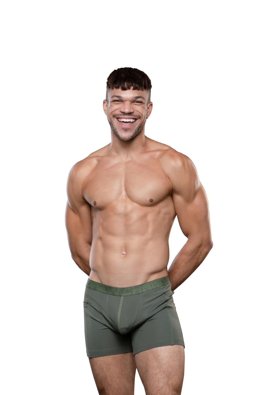 Andrew Christian Boxer da palestra Vibe Breeze Mesh Olive