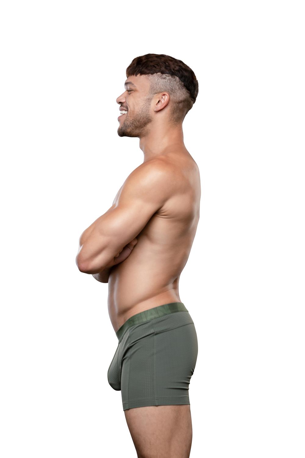 Andrew Christian Boxer da palestra Vibe Breeze Mesh Olive