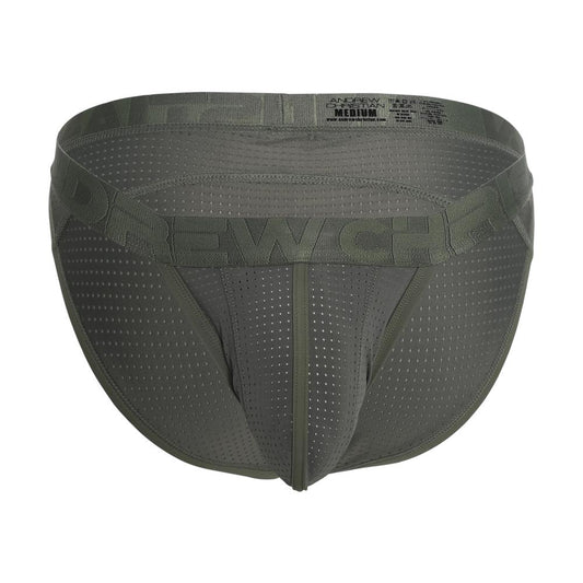 Andrew Christian Vibe Breeze Mesh Gym Brief Olive
