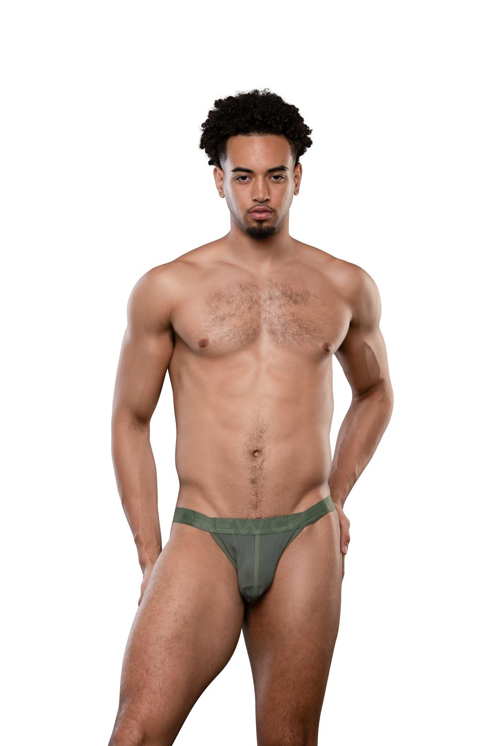 Andrew Christian Vibe Breeze Mesh Gym Slip Olive