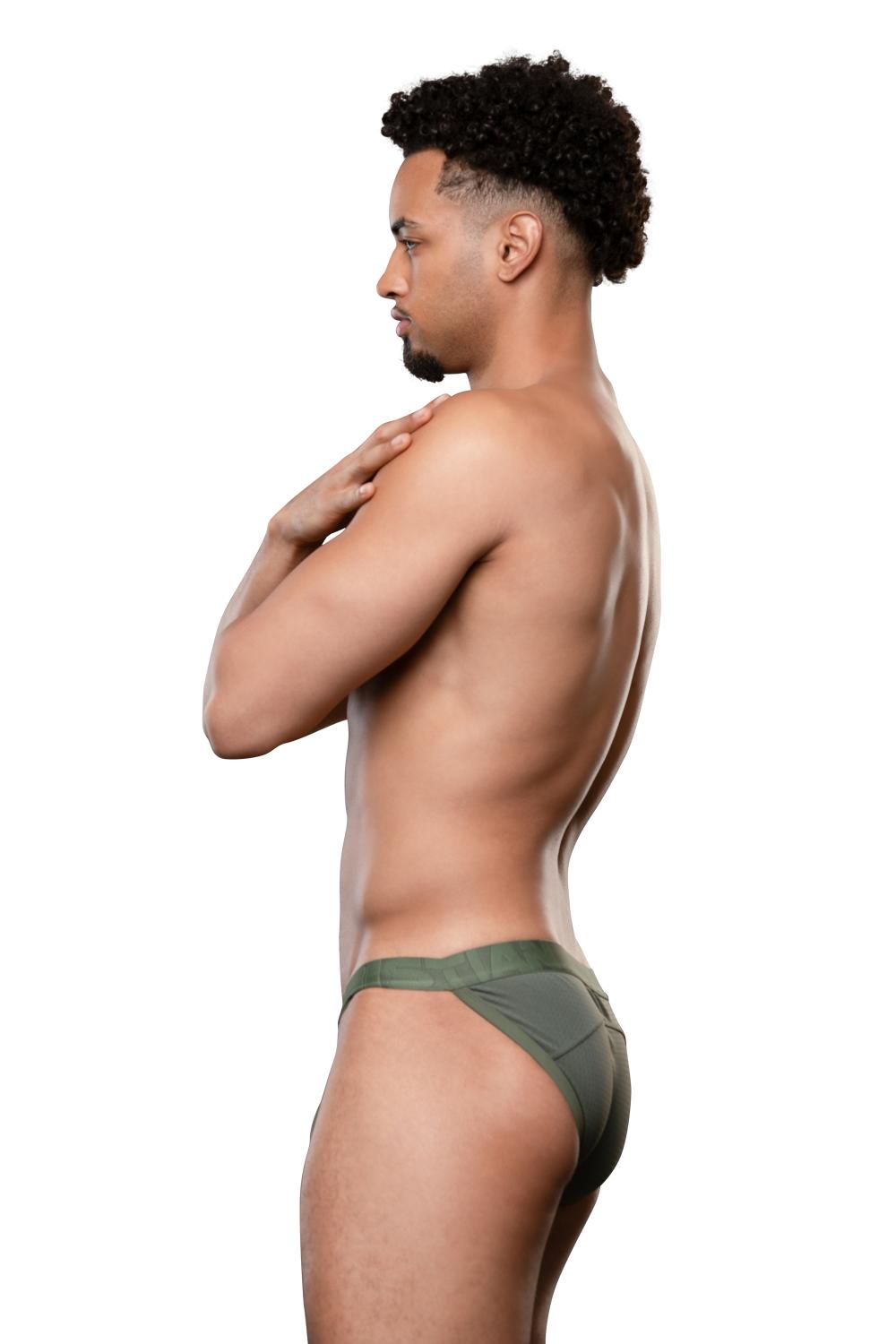 Andrew Christian Vibe Breeze Mesh Gym Slip Olive