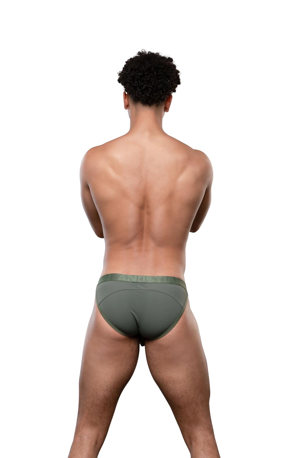 Andrew Christian Vibe Breeze Mesh Gym Slip Olive