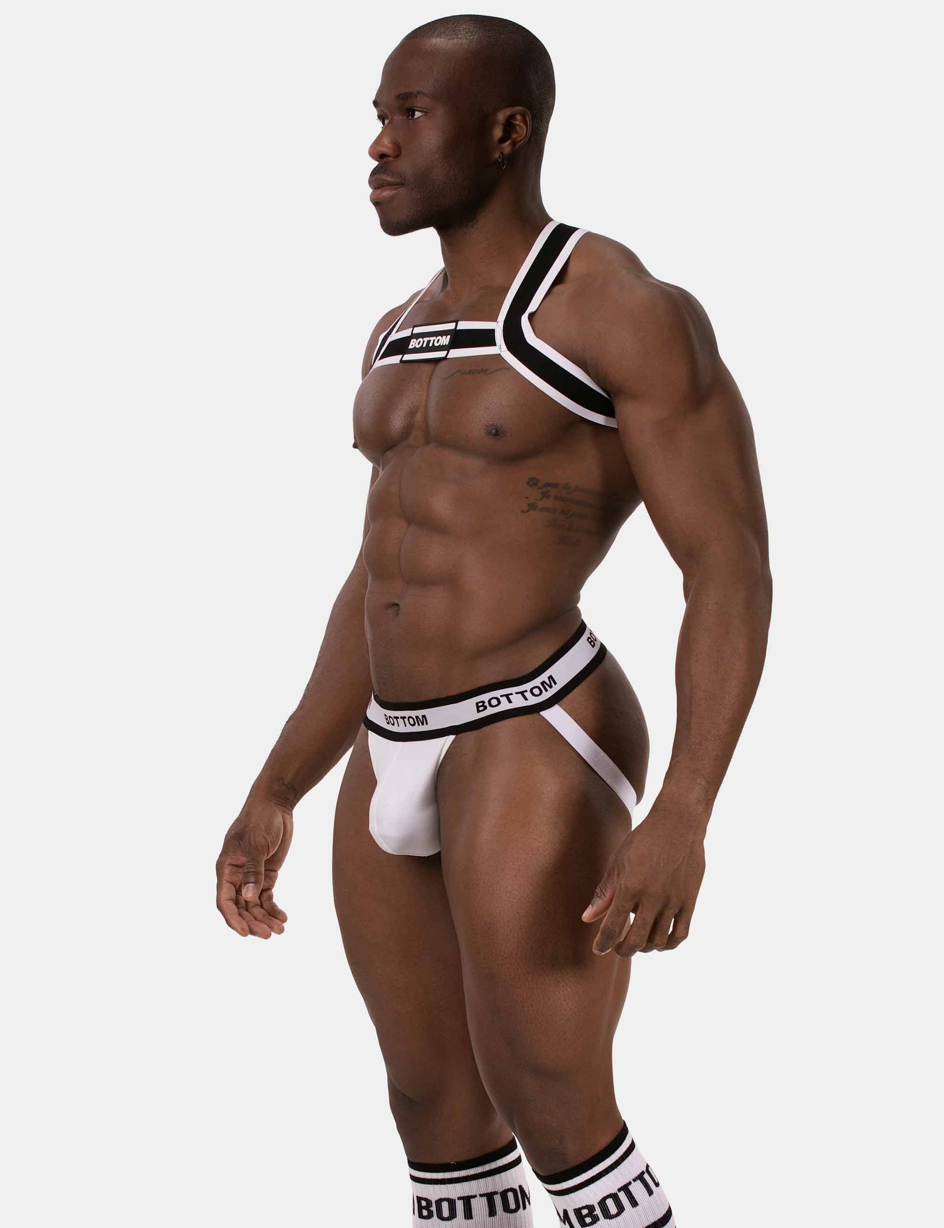 Barcode Berlin BOTTOM Multipack 1x Jockstrap White + 1x Harness Black-White