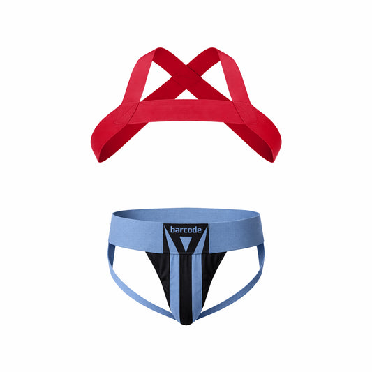 Barcode Berlin Multipack 1x Zuri Jockstrap Bluebeige/Black + 1x Harness Matt Red