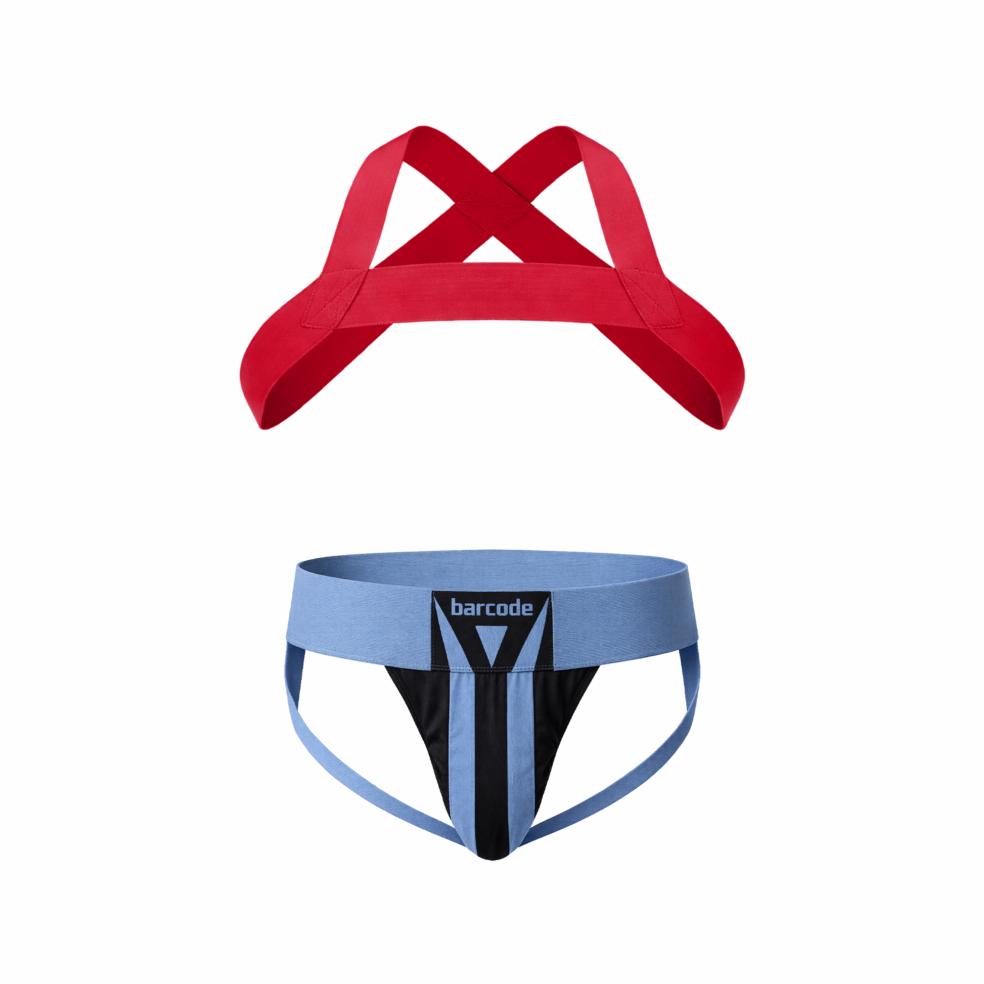 Barcode Berlin Multipack 1x Zuri Jockstrap Blubeige/Nero + 1x Imbracatura Rosso Opaco