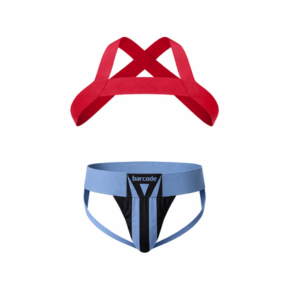 Barcode Berlin Multipack 1x Zuri Jockstrap Bluebeige/Black + 1x Harness Matt Red