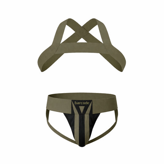 Barcode Berlin Multipack 1x Zuri Jockstrap Darkarmy/Black + 1x Harness Matt Pop Grasslandbeige