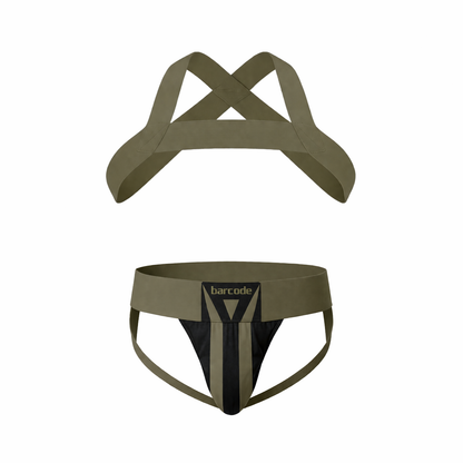 Barcode Berlin Multipack 1x Zuri Jockstrap Darkarmy/Black + 1x Harness Matt Pop Grasslandbeige