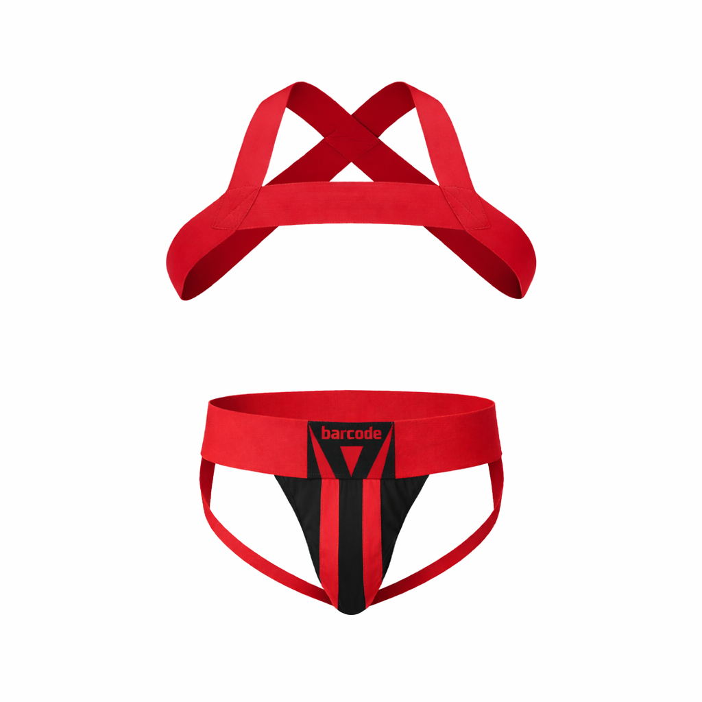 Barcode Berlin Multipack 1x Zuri Jockstrap Rot/Schwarz + 1x Harness Matt Rot