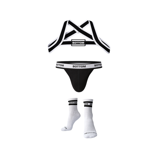 Barcode Berlin Multipack BOTTOM 1x Harness Black-White + 1x Suspender Black-White + 1x Half Socks