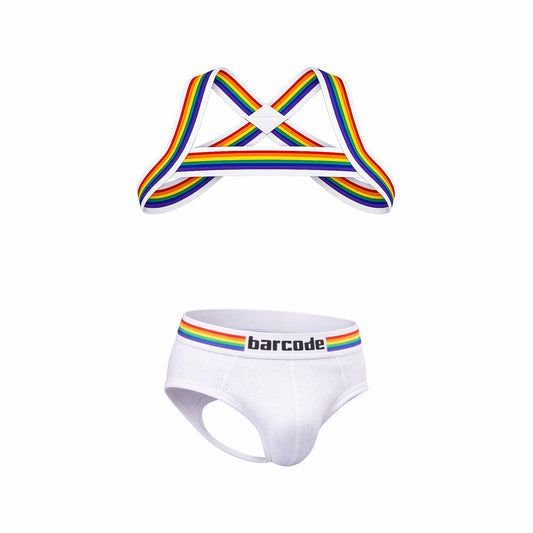 Barcode Berlin Multipack Backless Brief Pride White + Pride Harness