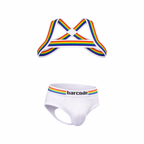 Barcode Berlin Multipack 1x Backless Brief Pride White + 1x Pride Harness White
