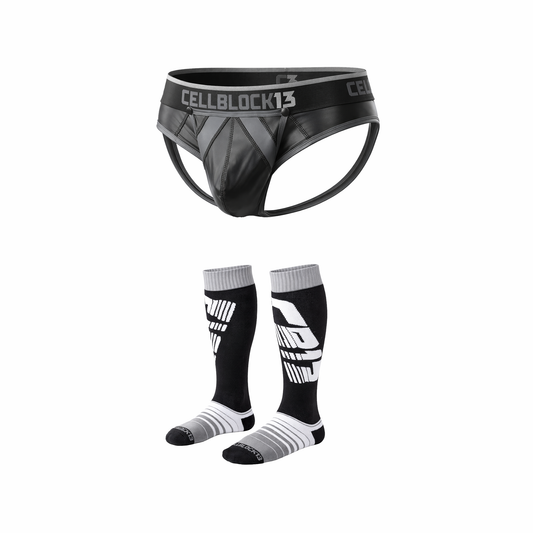 CELLBLOCK 13 Multipack Anti-Krom Snap Up Jock Brief + Velocity 2.0 Knähöga Strumpor Grå