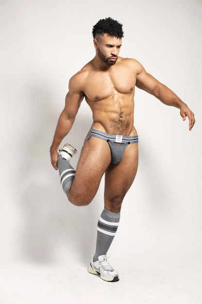 CELLBLOCK 13 Tight End 2 inch Snap Up Jockstrap Grey