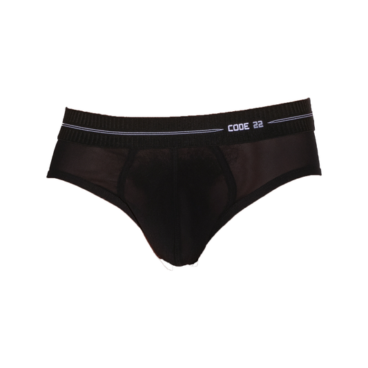 CODE 22 Sheer Mesh Brief Black