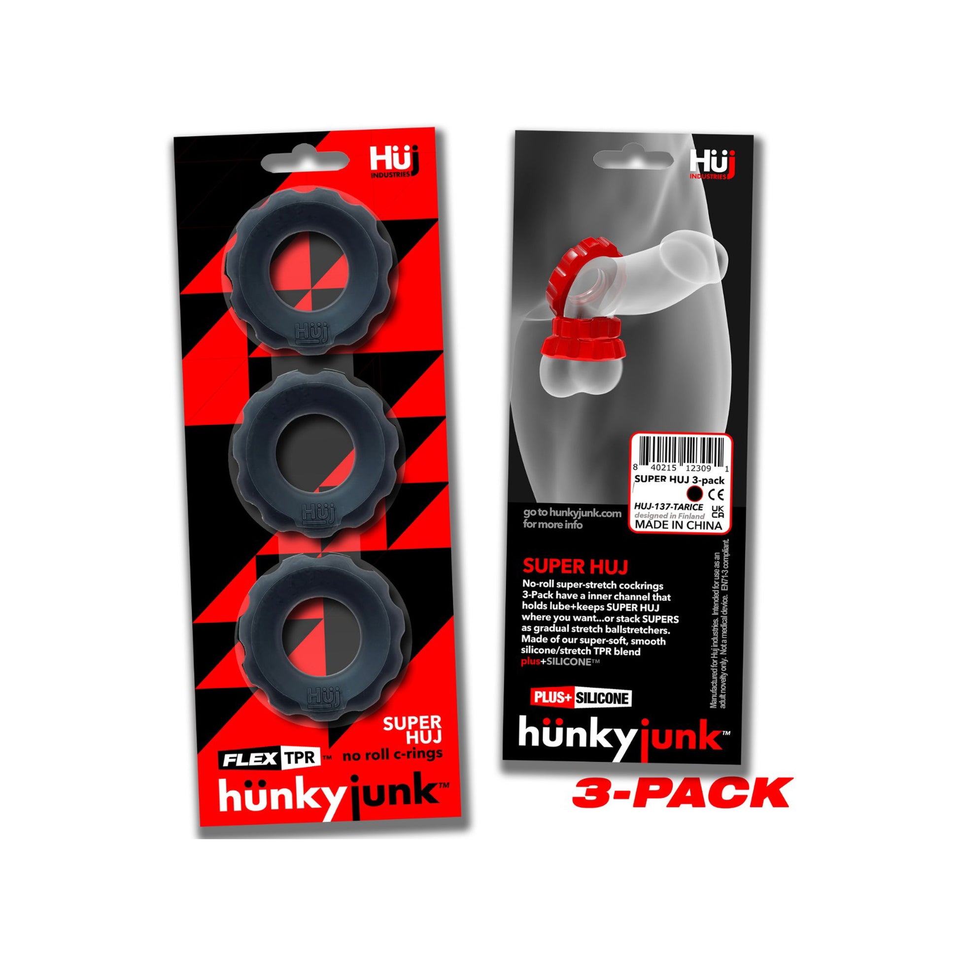 Hünkyjunk SUPER HUJ 3-pack Cockrings Tar Ice