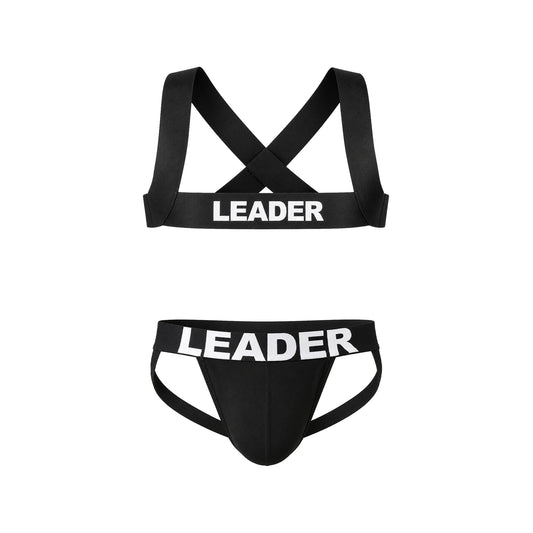 LEADER Essentials Multipack 1x Jockstrap + 1x Harness Black