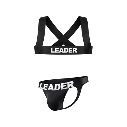 LEADER Essentials Multipack 1x Thong + 1x Harness Black