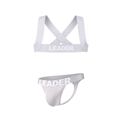 LEADER Essentials Multipack 1x Thong + 1x Harness Grey