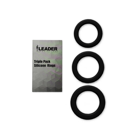 LEADER Silikoneringe Trippelpakke Sort