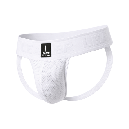 LEADER Sport-Mesh-Jockstrap Weiß