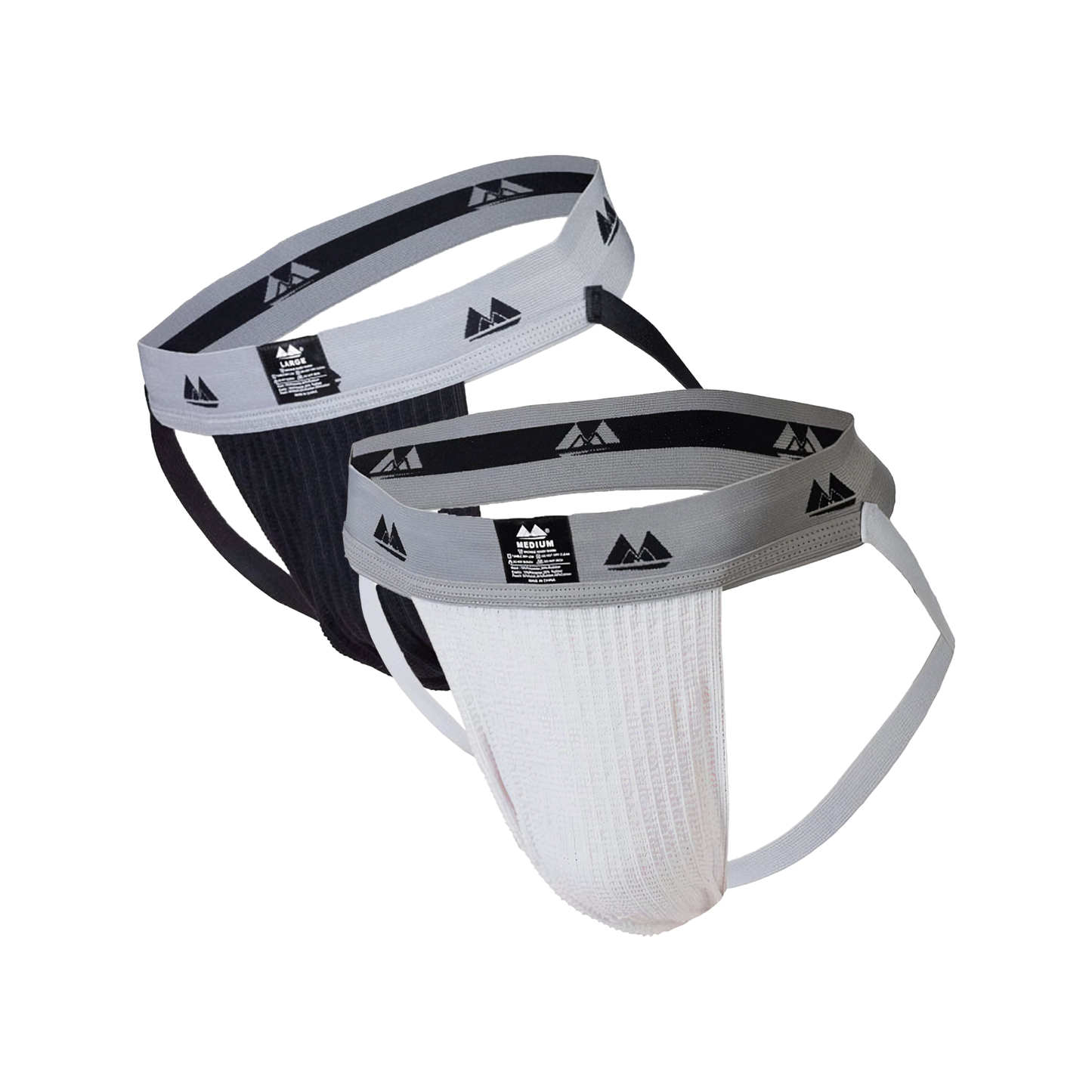 MM Sports Jockstrap originale per nuotatori/jogger da 2 pollici Multipack 1x Nero + 1x Bianco