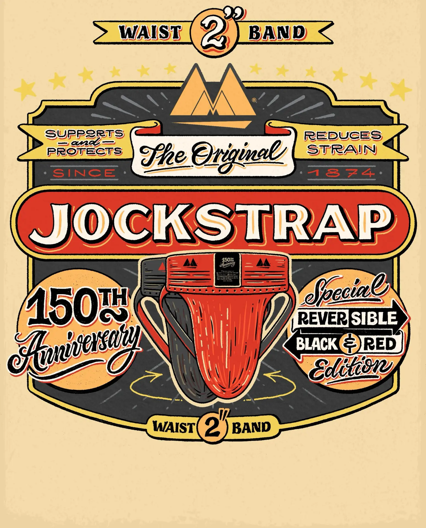 MM Sports The Original Jockstrap 2 inch Reversible Black/Red