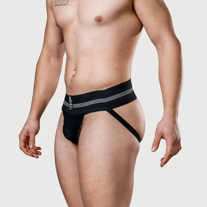 MM Sports The Original No. 10 Swimmer/Jogger Jockstrap 3 inch Black