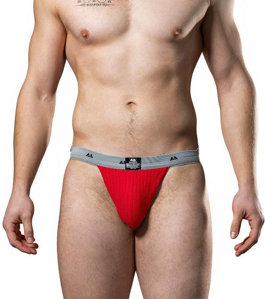 MM Sports The Original Swimmer/Jogger Jockstrap 1 inch Multipack 1x Black + 1x White + 1x Scarlet