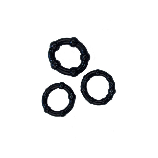 Rude Rider Mini Cock Rings Black (3-Ring-Set)