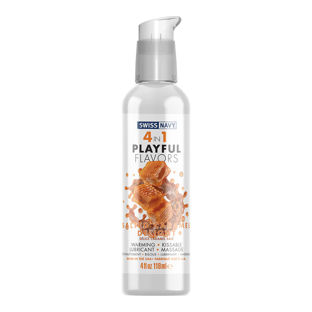 Swiss Navy 4 In 1 Lubricant with Salted Caramel Delight Flavor - 4 fl oz / 118 ml